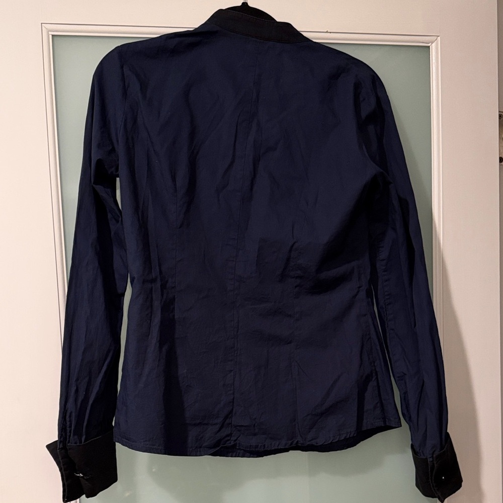 Tara Jarmon Midnight Blue and Black Dress Shirt Made in France - Picture 5 of 5